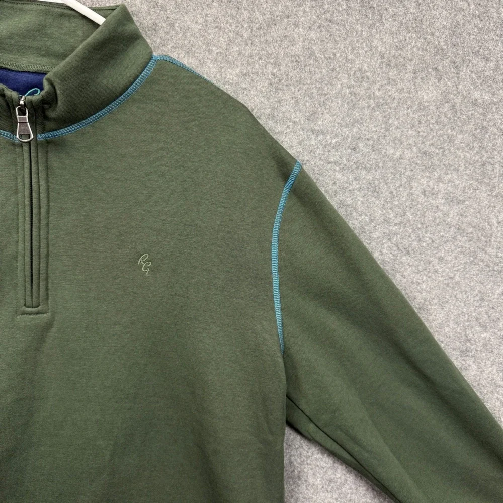 Robert Graham Fulham‎ Mens Deep Forest Green Quarter Zip Pullover Sweatshirt L